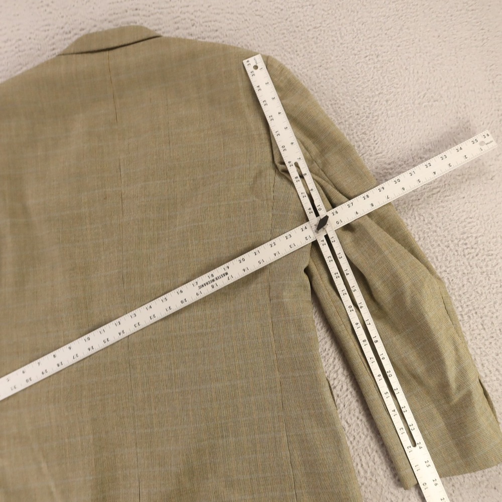 VINTAGE Tweed Jacket M Green Brown Houndstooth Over Check 100% Wool Blazer 42L - Picture 16 of 16